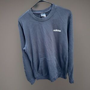 Adidas Climalite Pullover Crewneck Sweater In Medium Black Three Stripes Zipper